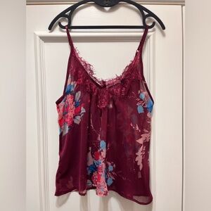 Floral tank with lace trim
